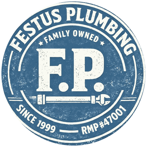 Festus Plumbing family owned F.P. logo